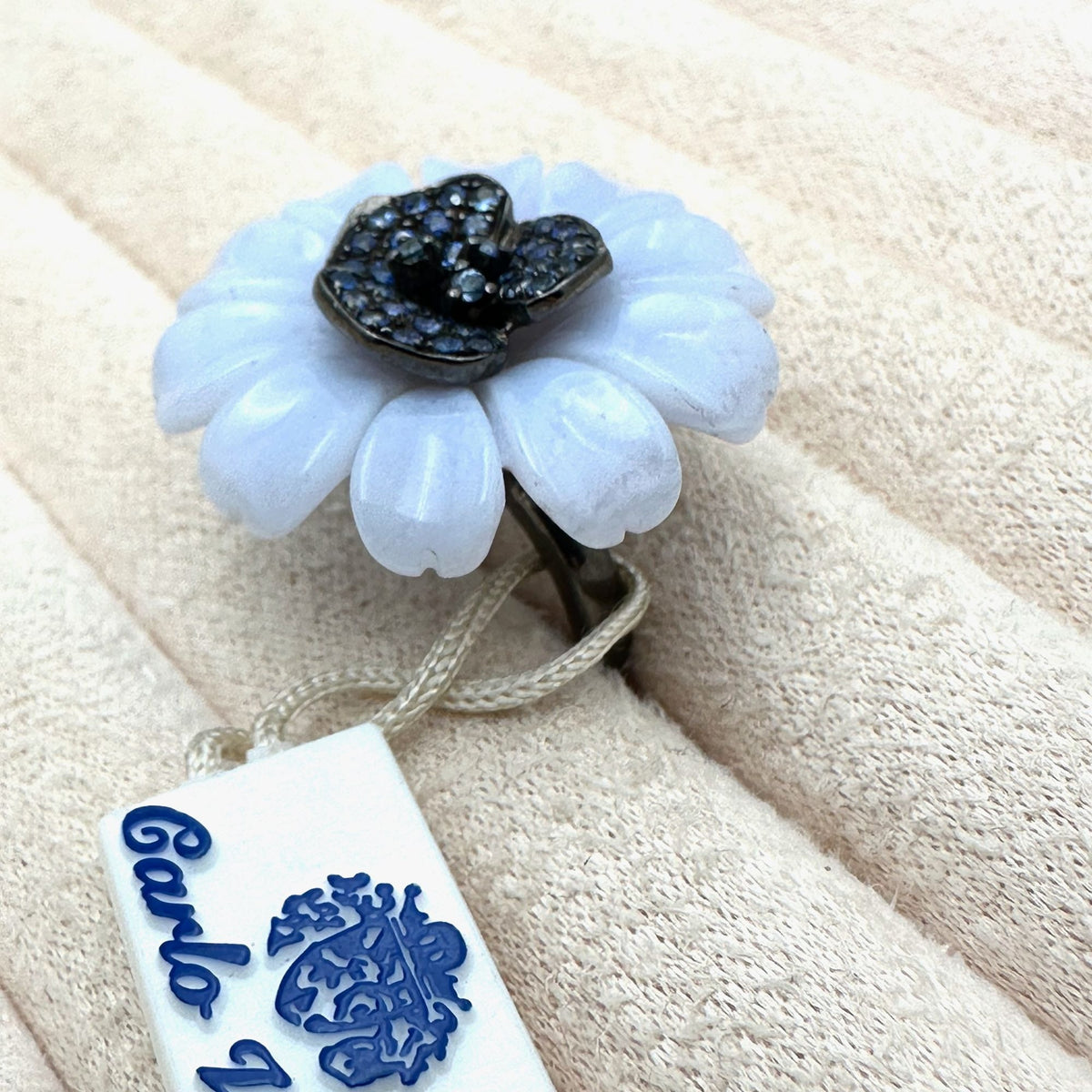 Carlo Viani LeVian Ring Blue Chalcedony Sapphire Sterling Silver Flower Size 6