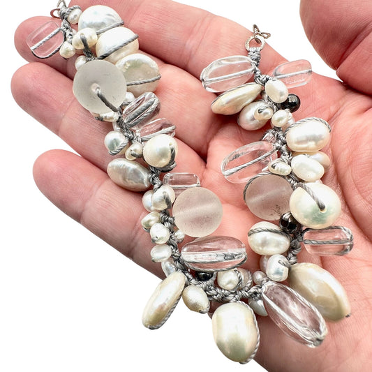 Silpada Sterling Silver Pearl Glass Quartz Bead Necklace N2189