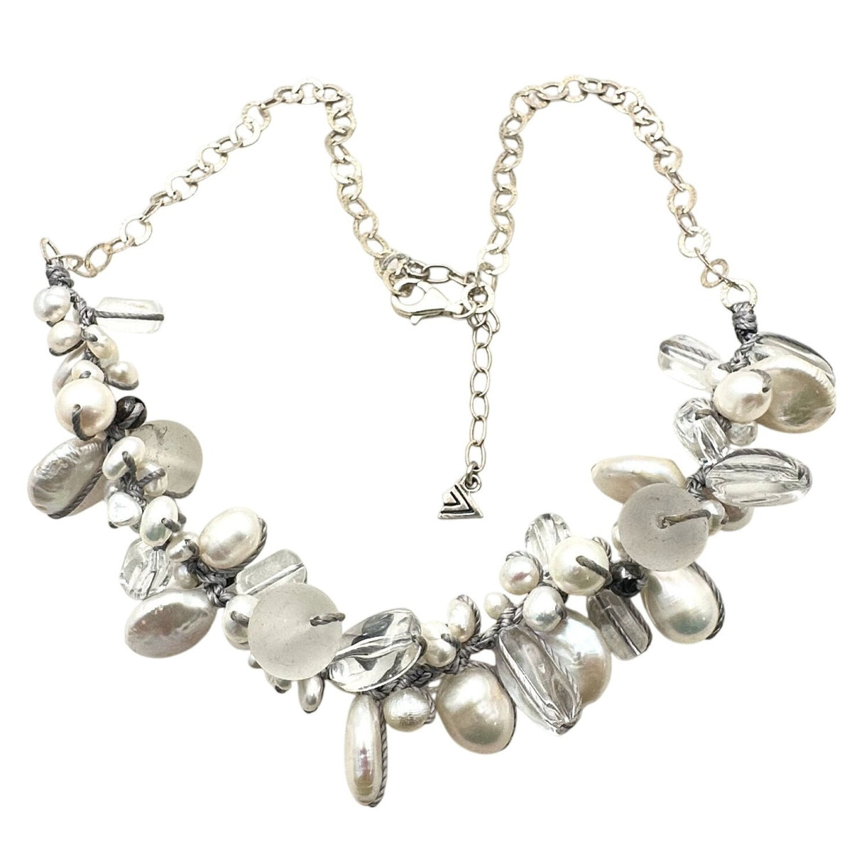 Silpada Sterling Silver Pearl Glass Quartz Bead Necklace N2189
