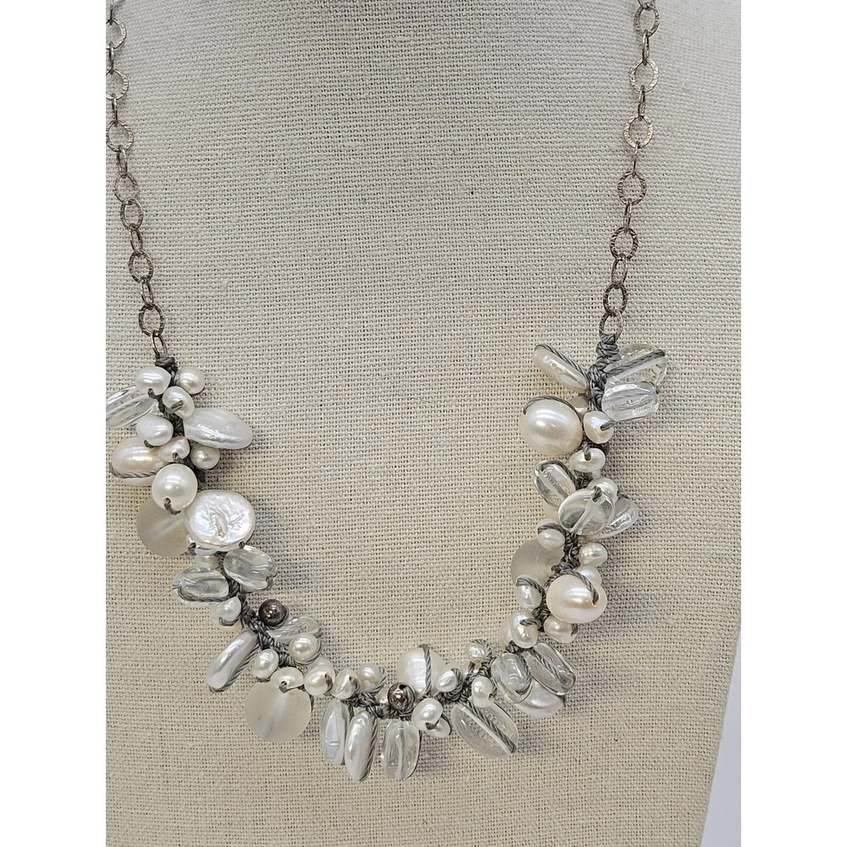Silpada Sterling Silver Pearl Glass Quartz Bead Necklace N2189