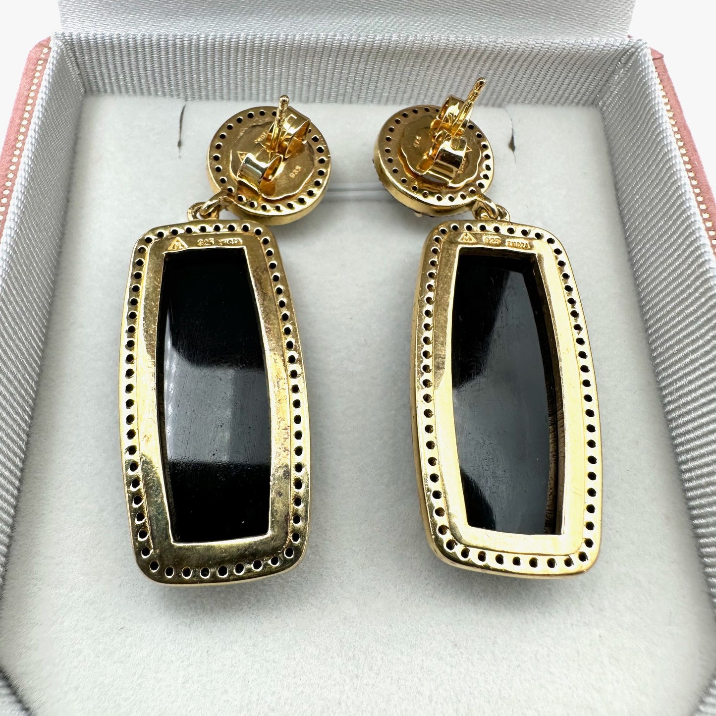 Rarities by Carol Brodie Moonstone Druzy Quartz Black Spinel Earrings Pierced