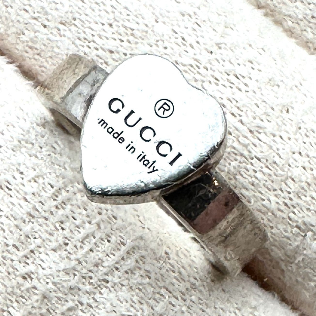 Gucci Heart Ring Sterling Silver Size 4.5 Petite Size Designer