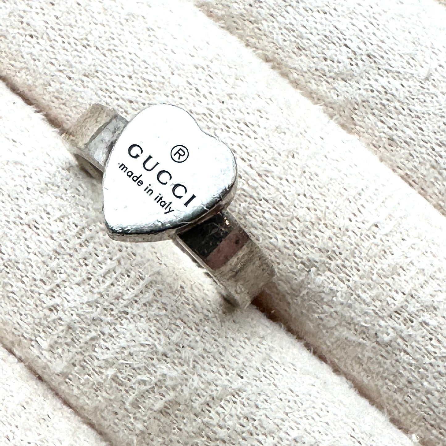 Gucci Heart Ring Sterling Silver Size 4.5 Petite Size Designer