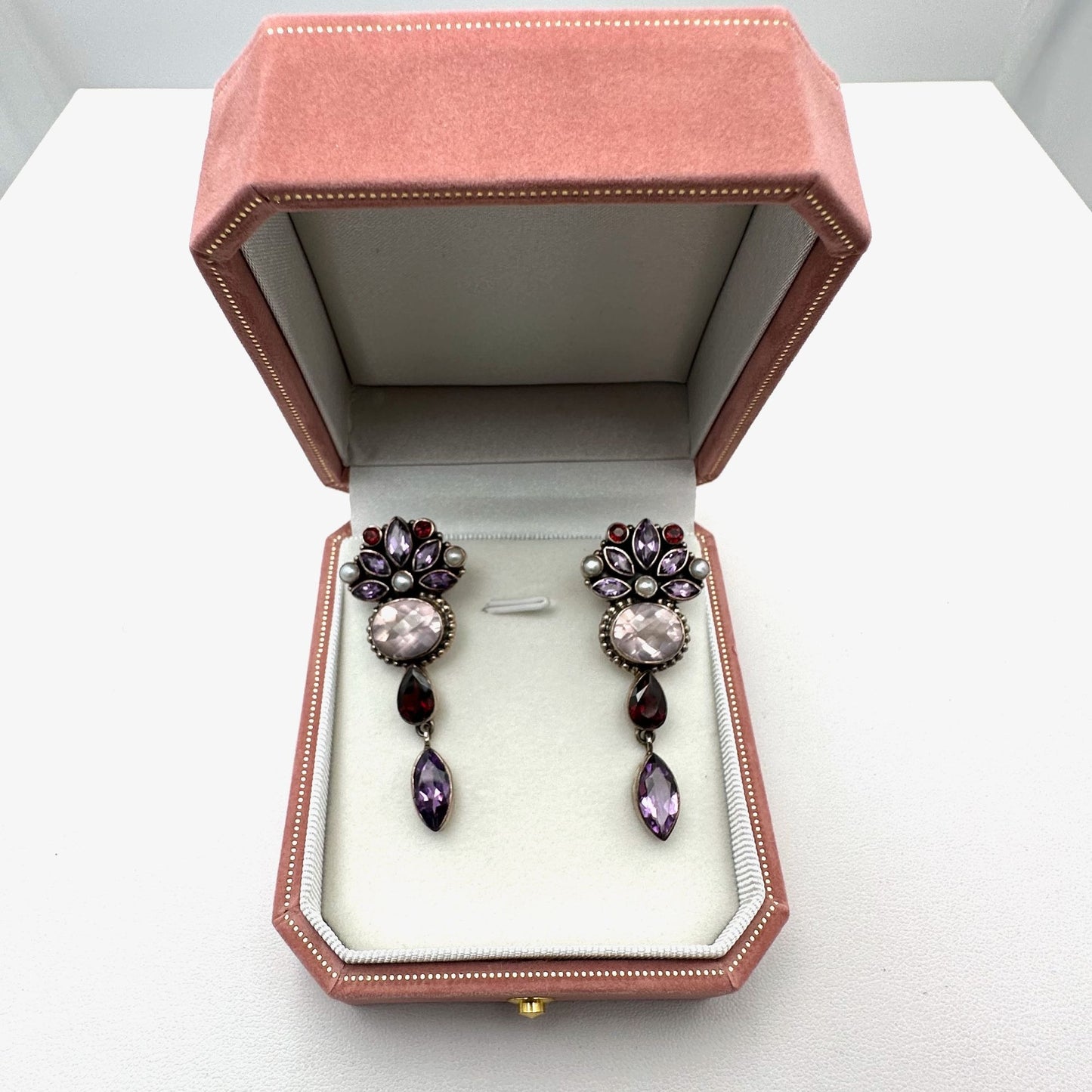 Nicky Butler Multi Gemstone Sterling Silver Pierced Chandelier Earrings 2"