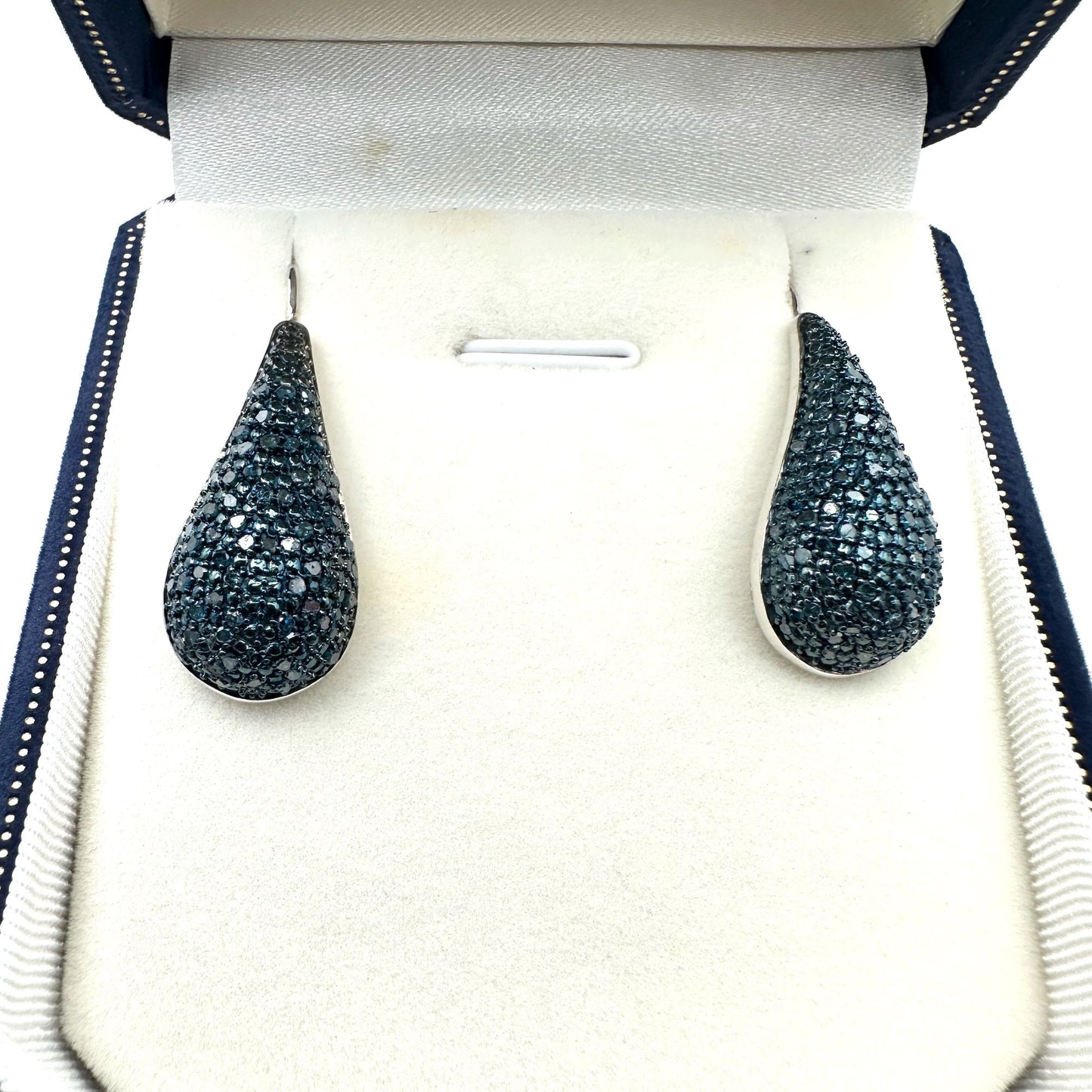 Blue Velvet Diamond 1.10CTW Sterling Silver Pierced Chandelier Earrings