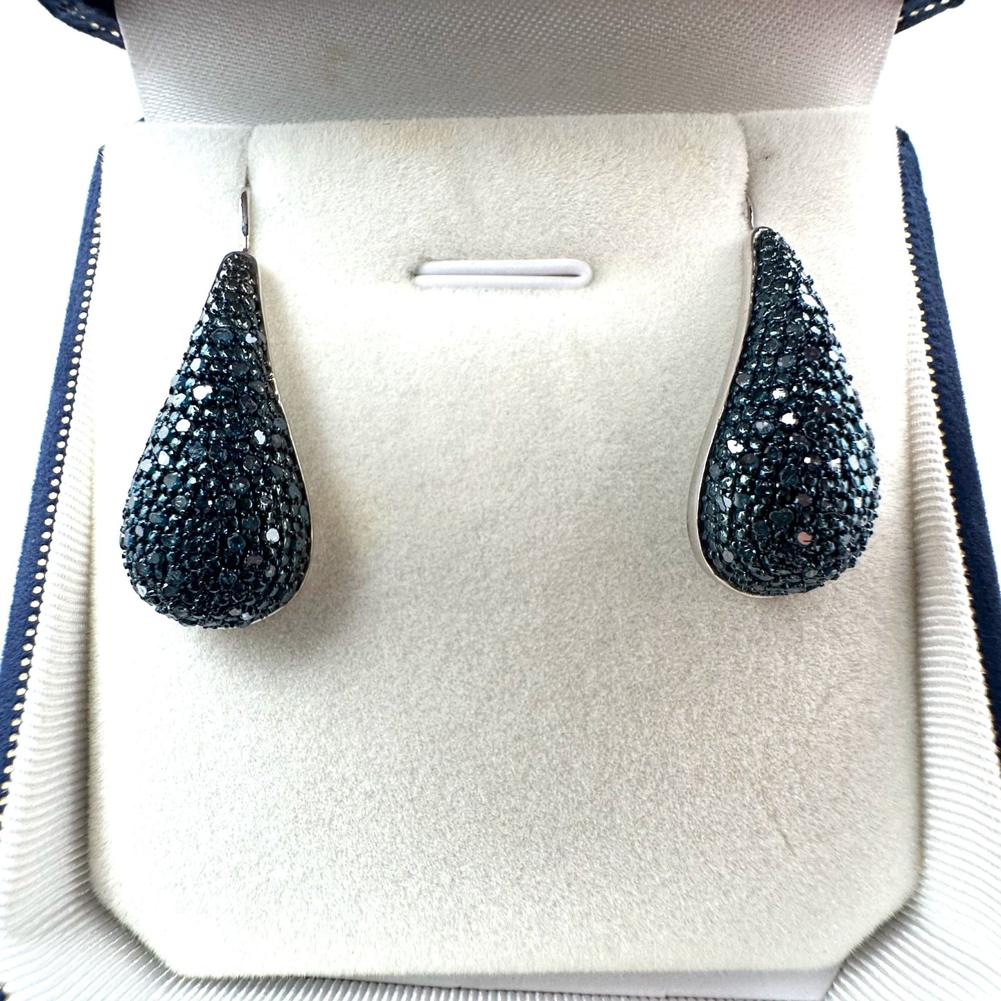 Blue Velvet Diamond 1.10CTW Sterling Silver Pierced Chandelier Earrings