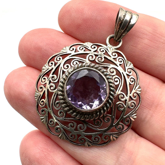 amethyst sterling silver pendant purple