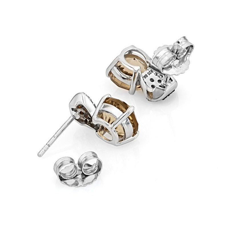 Champagne Quartz Sterling Silver Pierced Earrings 3.49ctw