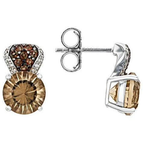 Champagne Quartz Sterling Silver Pierced Earrings 3.49ctw