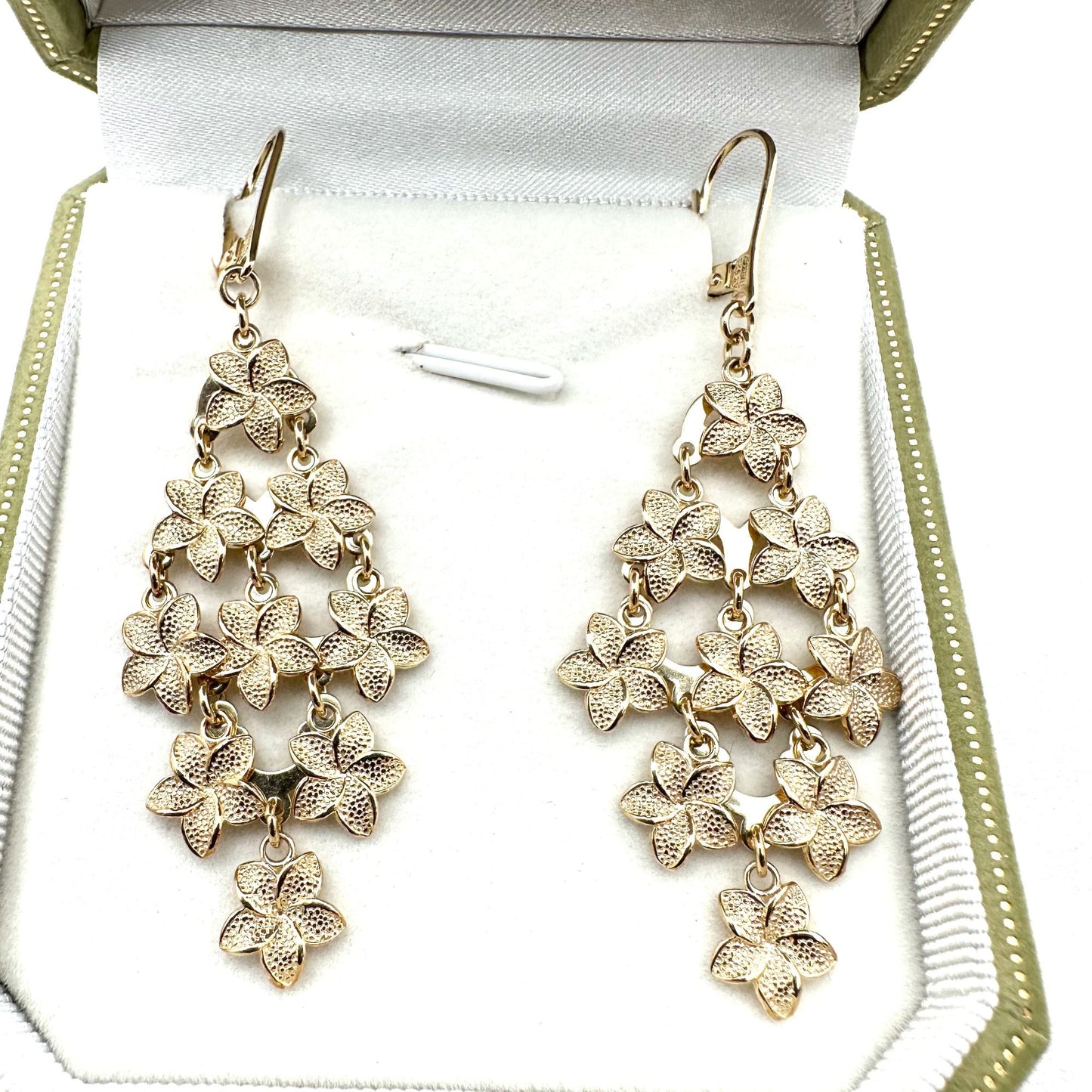 Atasay Gold Plated Sterling Silver Pierced Chandelier Earrings 2.5"