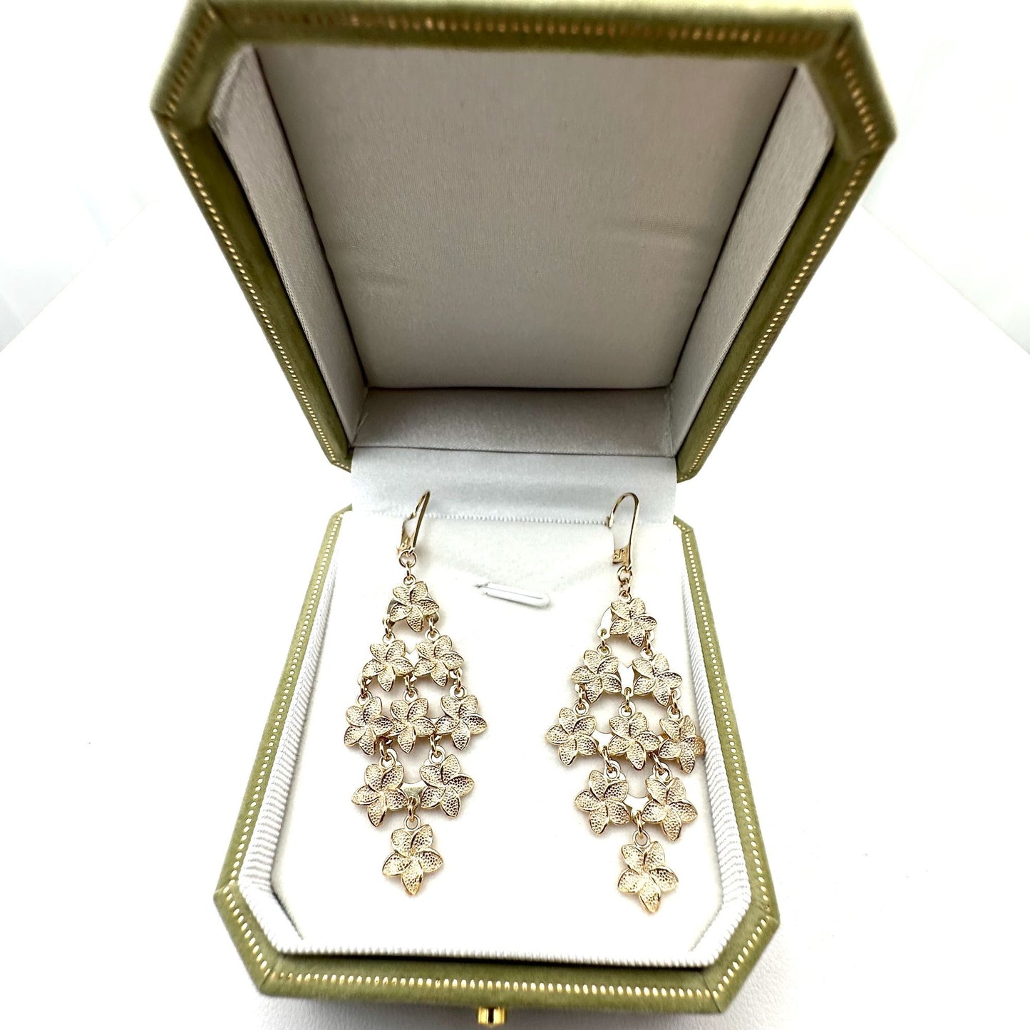 Atasay Gold Plated Sterling Silver Pierced Chandelier Earrings 2.5"