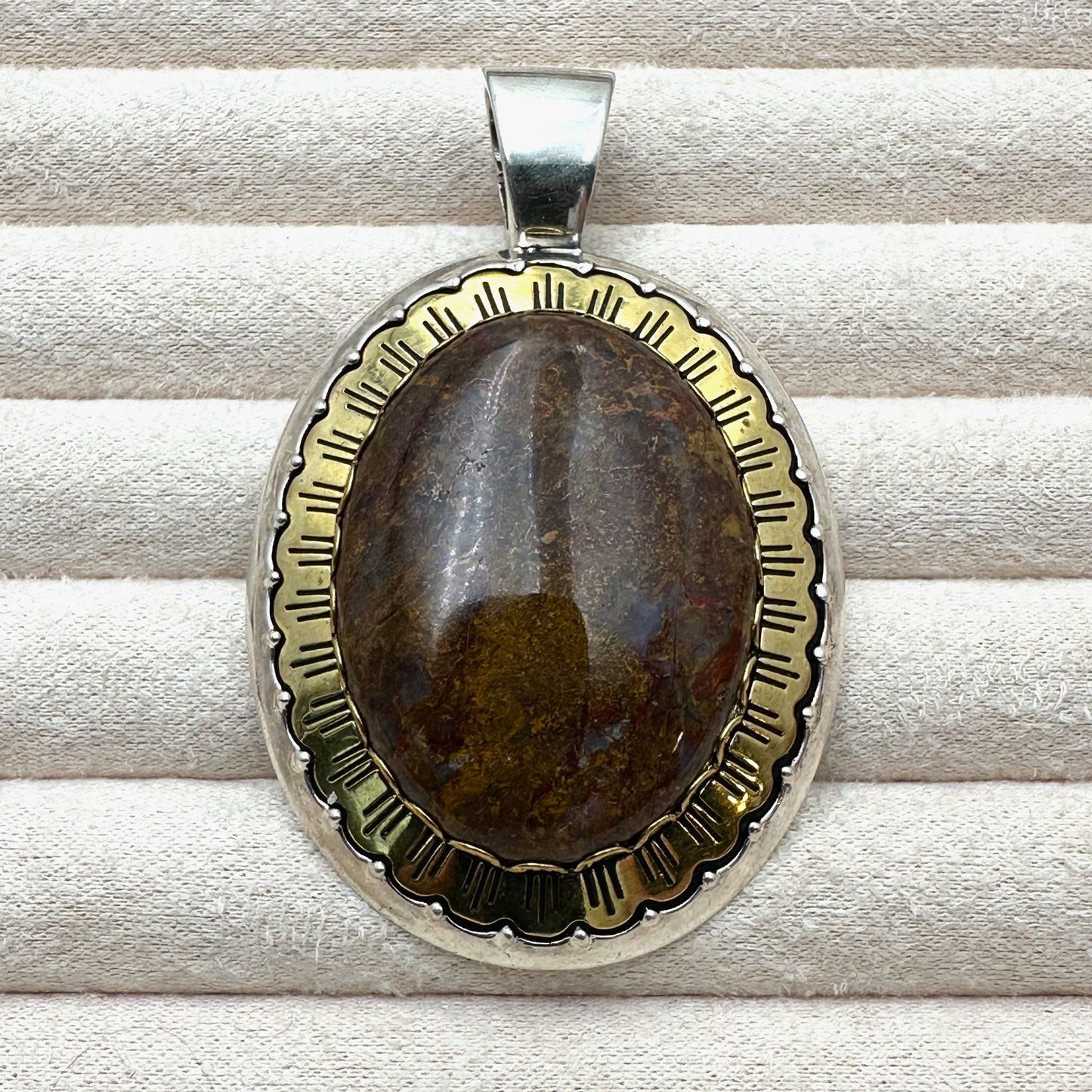 Carolyn Pollack Bronzite Brass Sterling Silver Large Pendant Enhancer