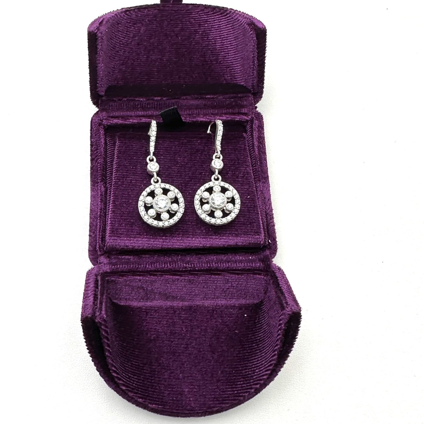 Judith Ripka Cubic Zirconia Sterling Silver Pierced Chandelier Earrings 1.5"