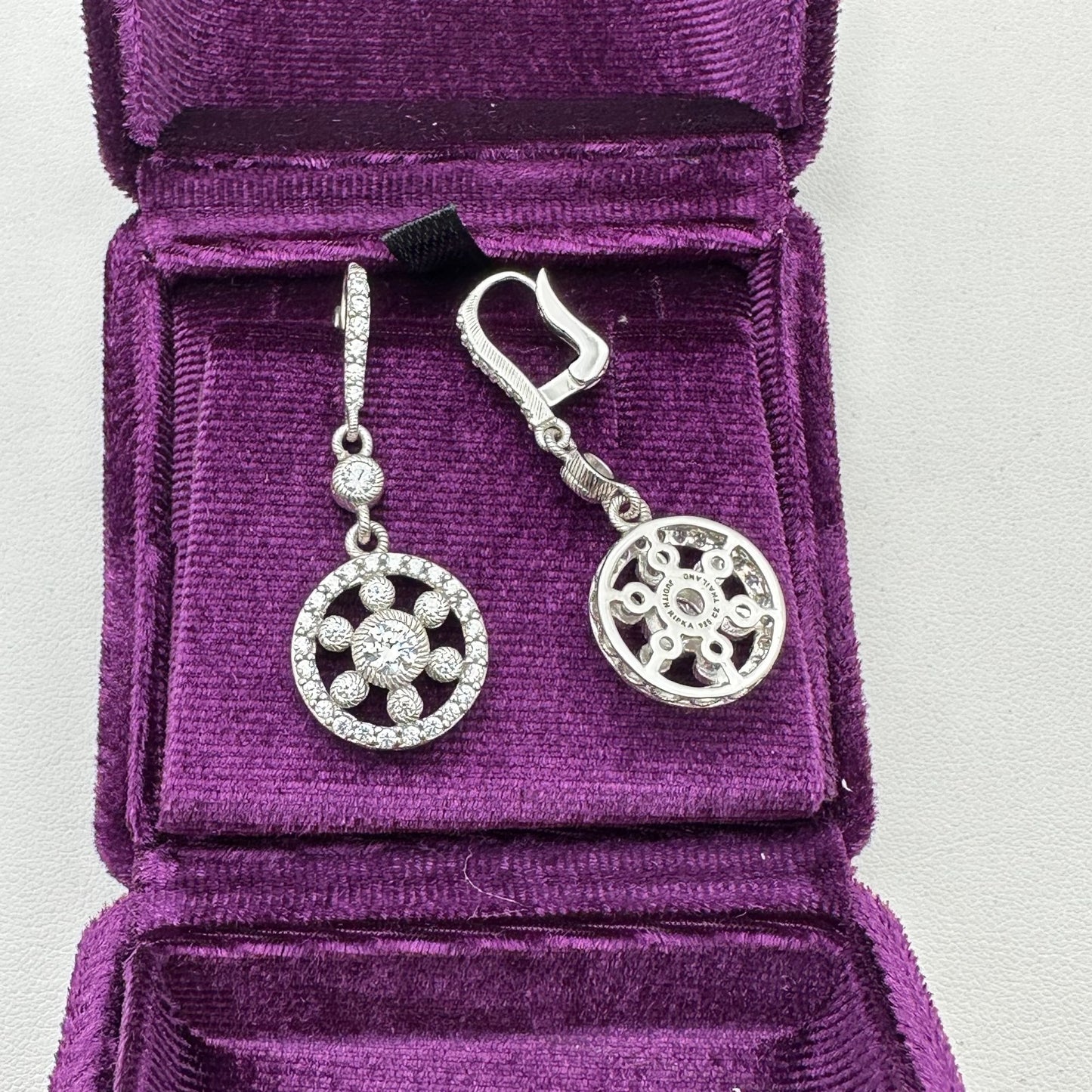 Judith Ripka Cubic Zirconia Sterling Silver Pierced Chandelier Earrings 1.5"