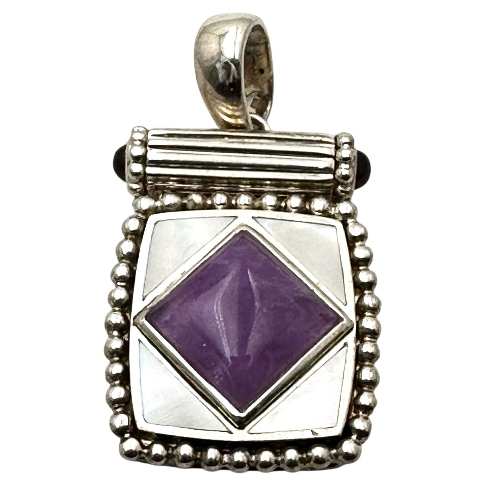 Whitney Kelley Purple Gemstone Sterling Silver Pendant 1.5"