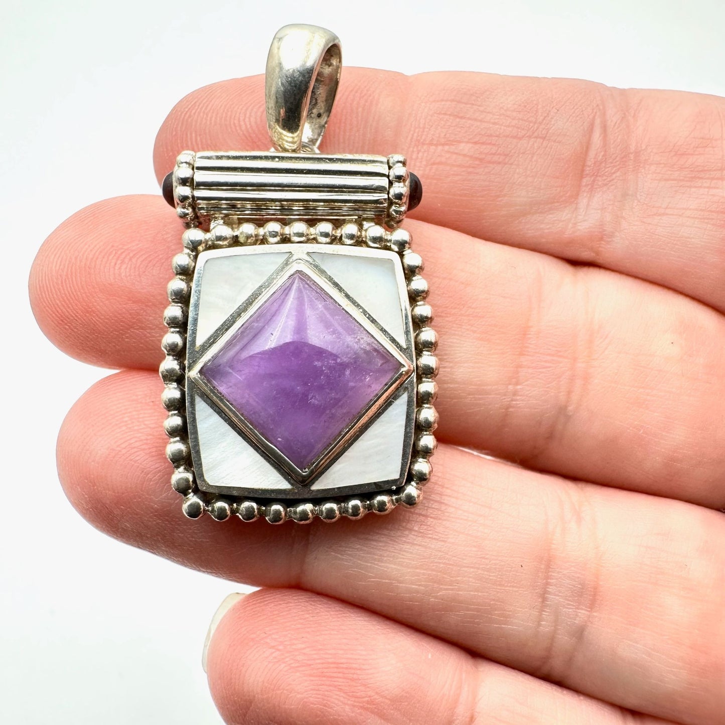 Whitney Kelley Purple Gemstone Sterling Silver Pendant 1.5"