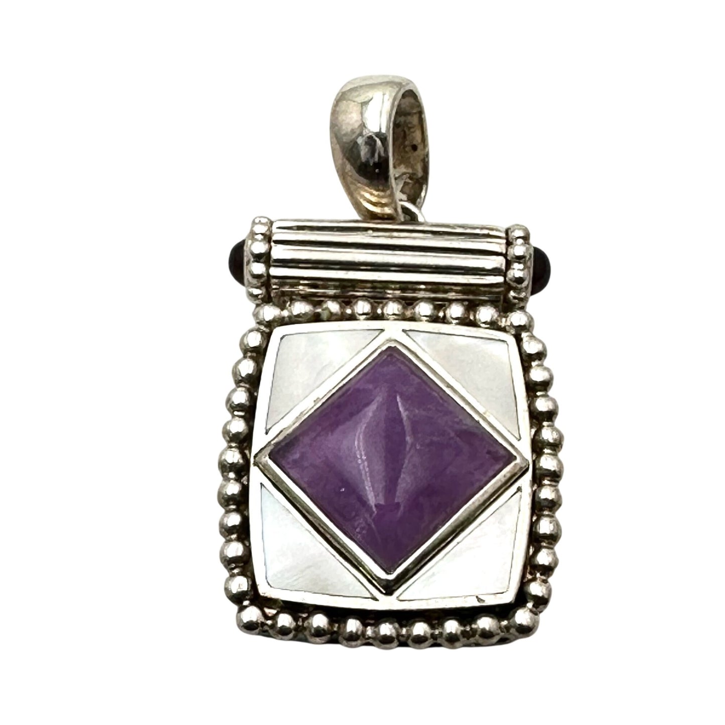 Whitney Kelley Purple Gemstone Sterling Silver Pendant 1.5"