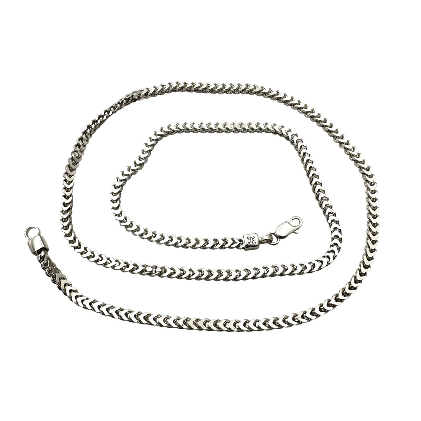 Italy Sterling Silver Chevron Link Chain Necklace 21 Inch