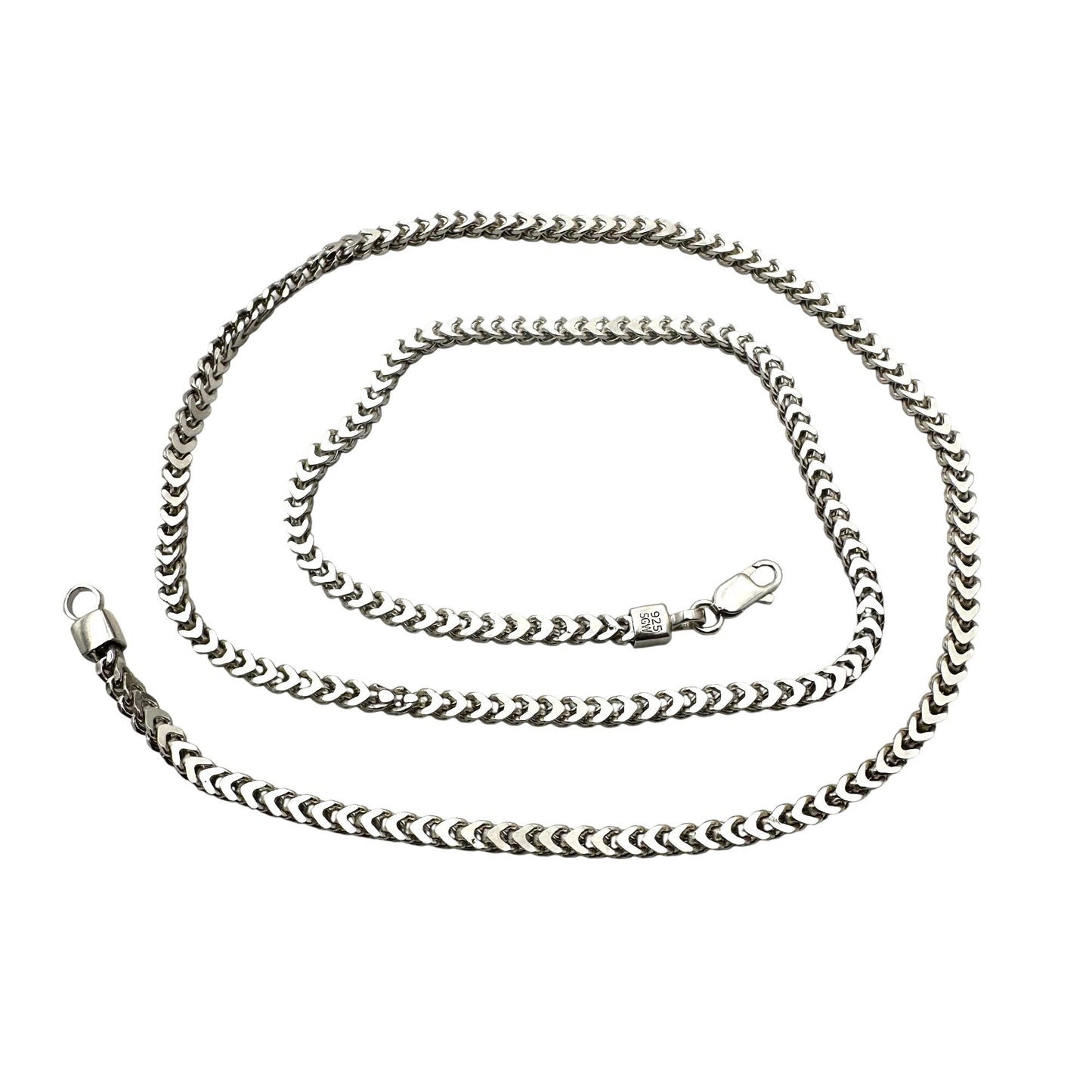 Italy Sterling Silver Chevron Link Chain Necklace 21 Inch