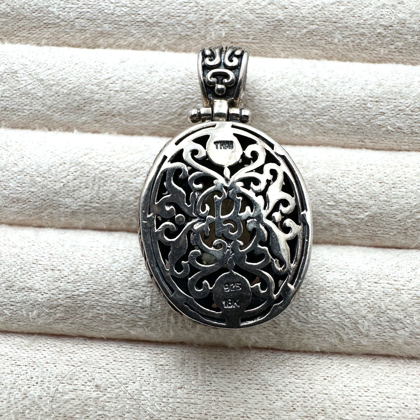 Prasiolite 18K Gold Sterling Silver Pendant 1.5 Inch Luxury