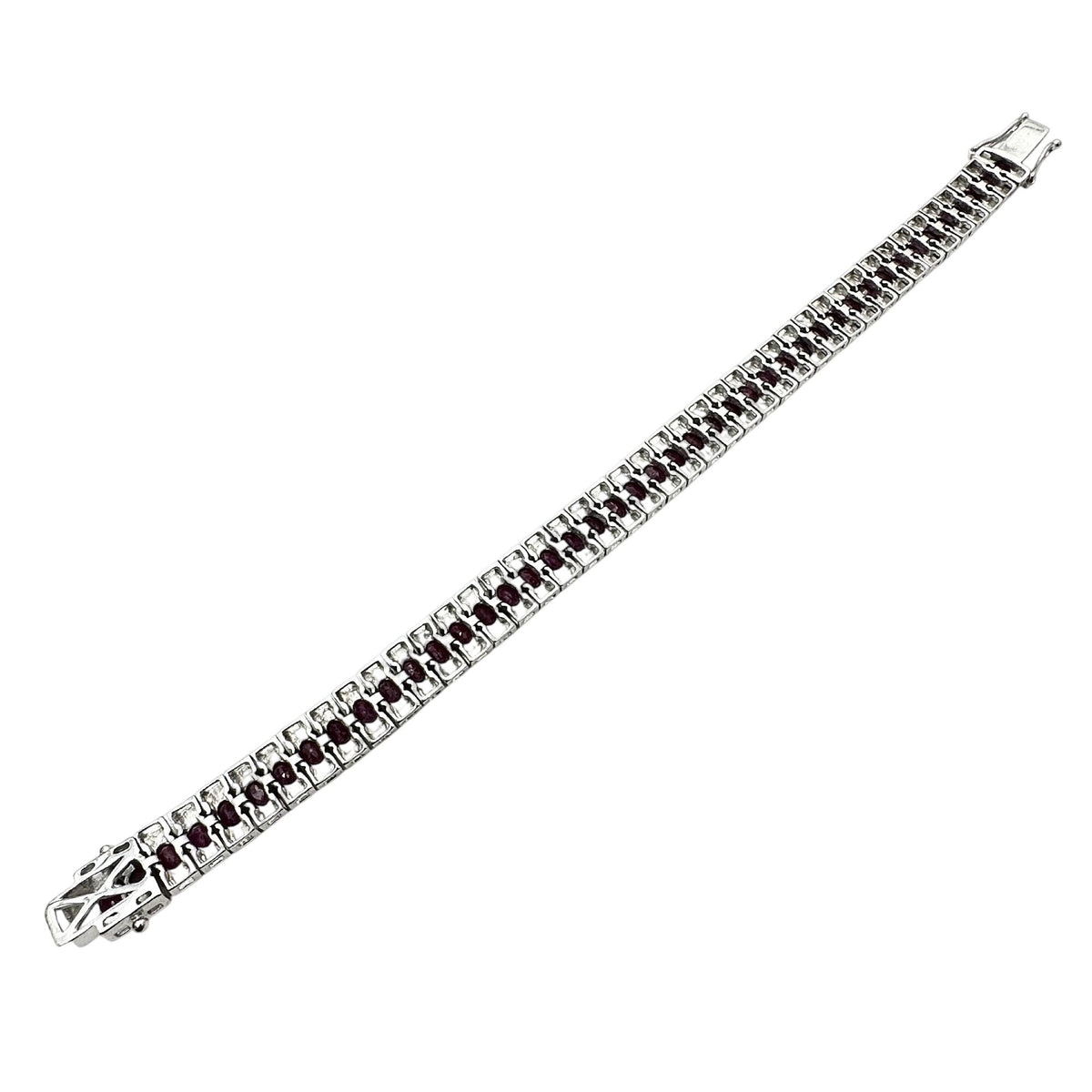 Ruby Diamond Sterling Silver Tennis Bracelet 7.5 Inch New Stunning!