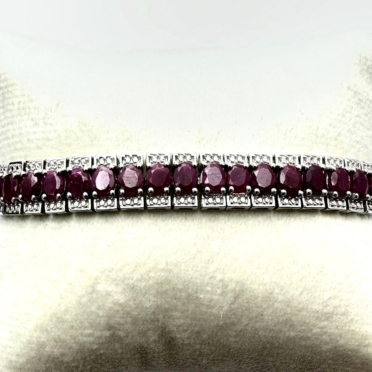 Ruby Diamond Sterling Silver Tennis Bracelet 7.5 Inch New Stunning!