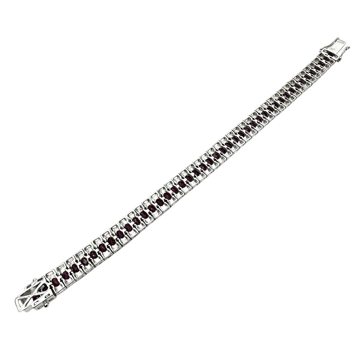 Ruby Diamond Sterling Silver Tennis Bracelet 7.5 Inch New Stunning!