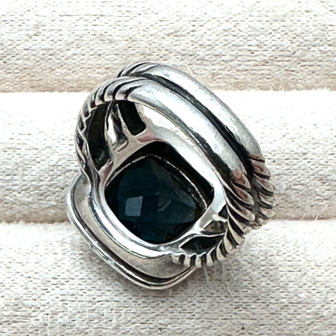 David Yurman Ring Albion Blue Topaz Diamond Sterling Silver Size 6 Gift