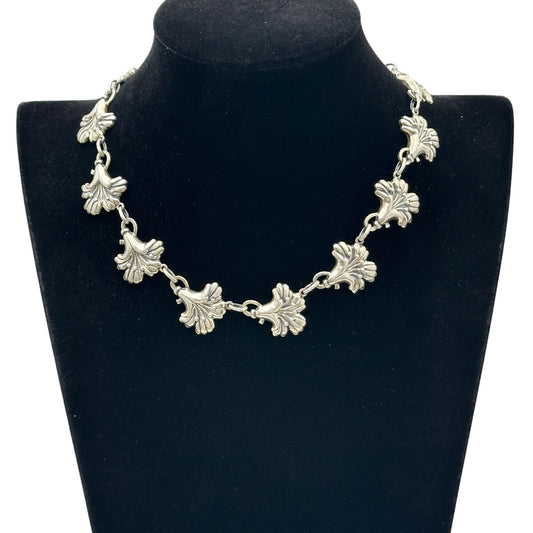 Vintage Danecraft Sterling Silver Flower Design Necklace 15 Inch 44 Grams