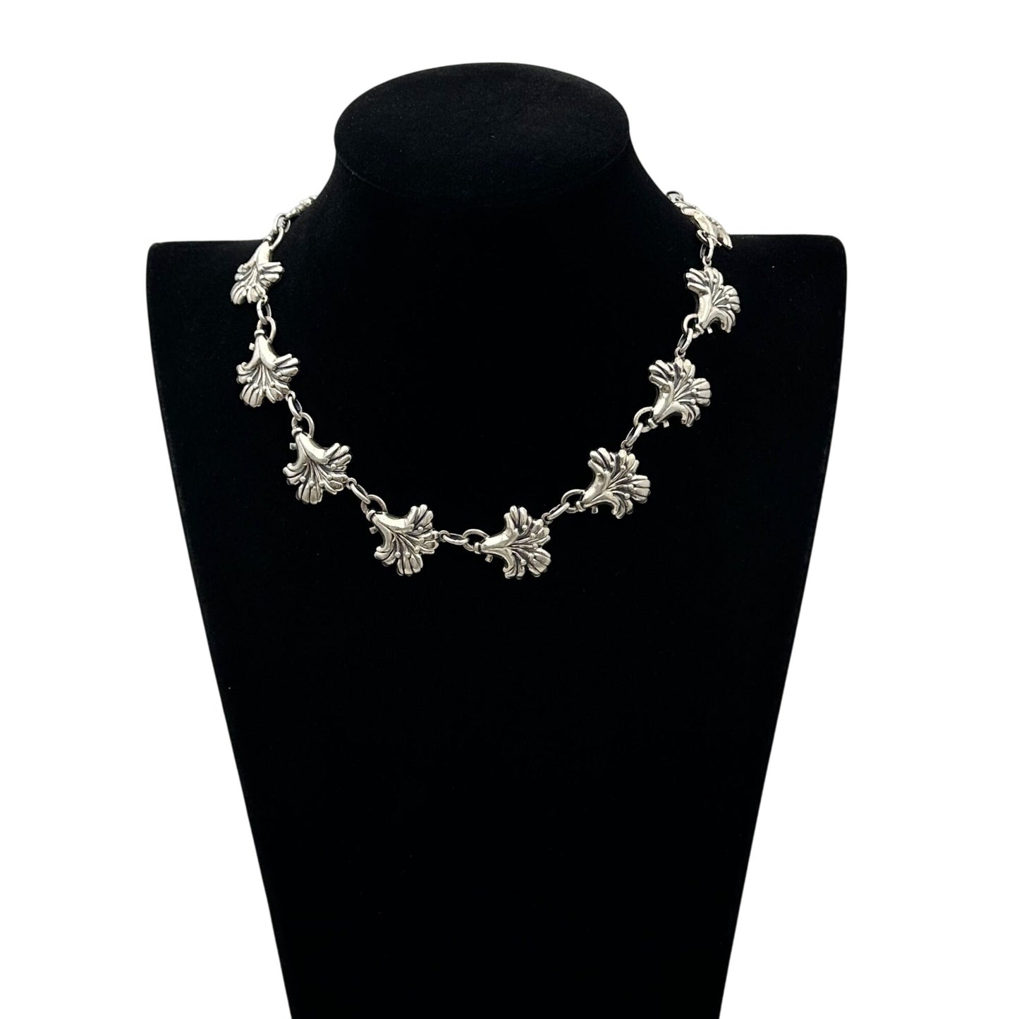 Vintage Danecraft Sterling Silver Flower Design Necklace 15 Inch 44 Grams