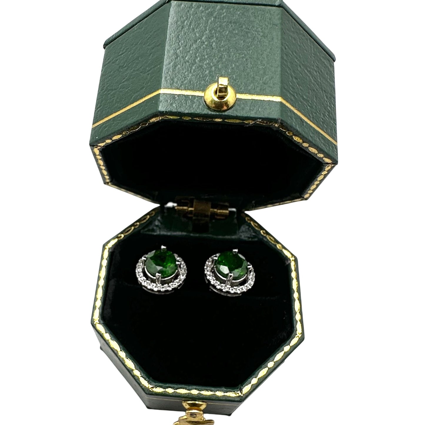 Chrome Diopside Sterling Silver Pierced Stud Earrings Signed JZ