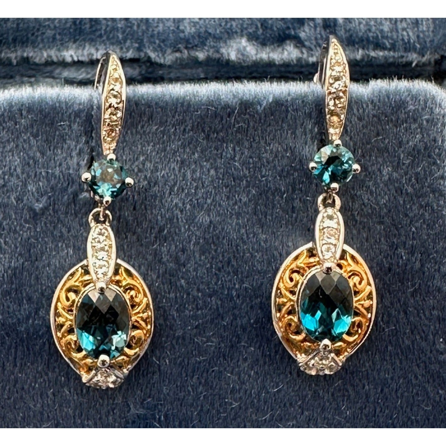 Michael Valitutti Blue Gemstone Sterling Silver Chandelier Pierced Earrings