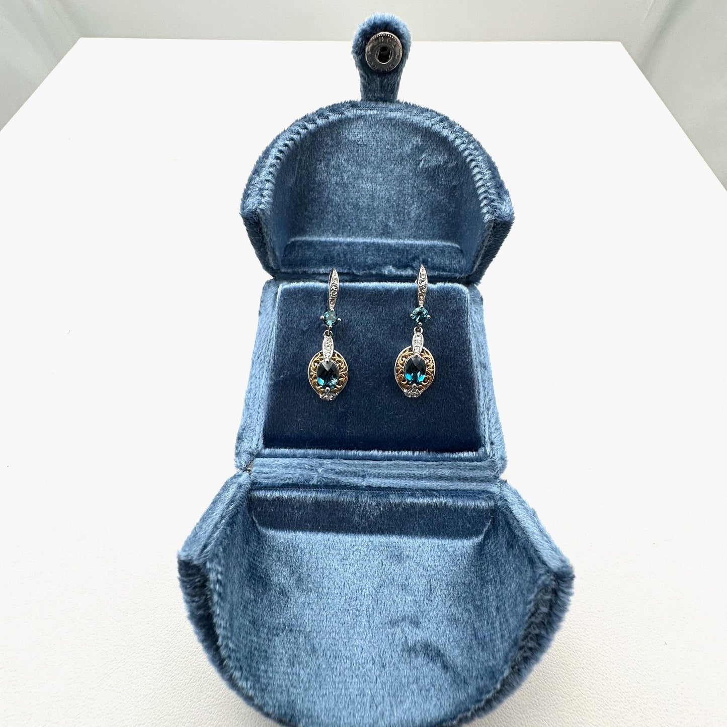 Michael Valitutti Blue Gemstone Sterling Silver Chandelier Pierced Earrings