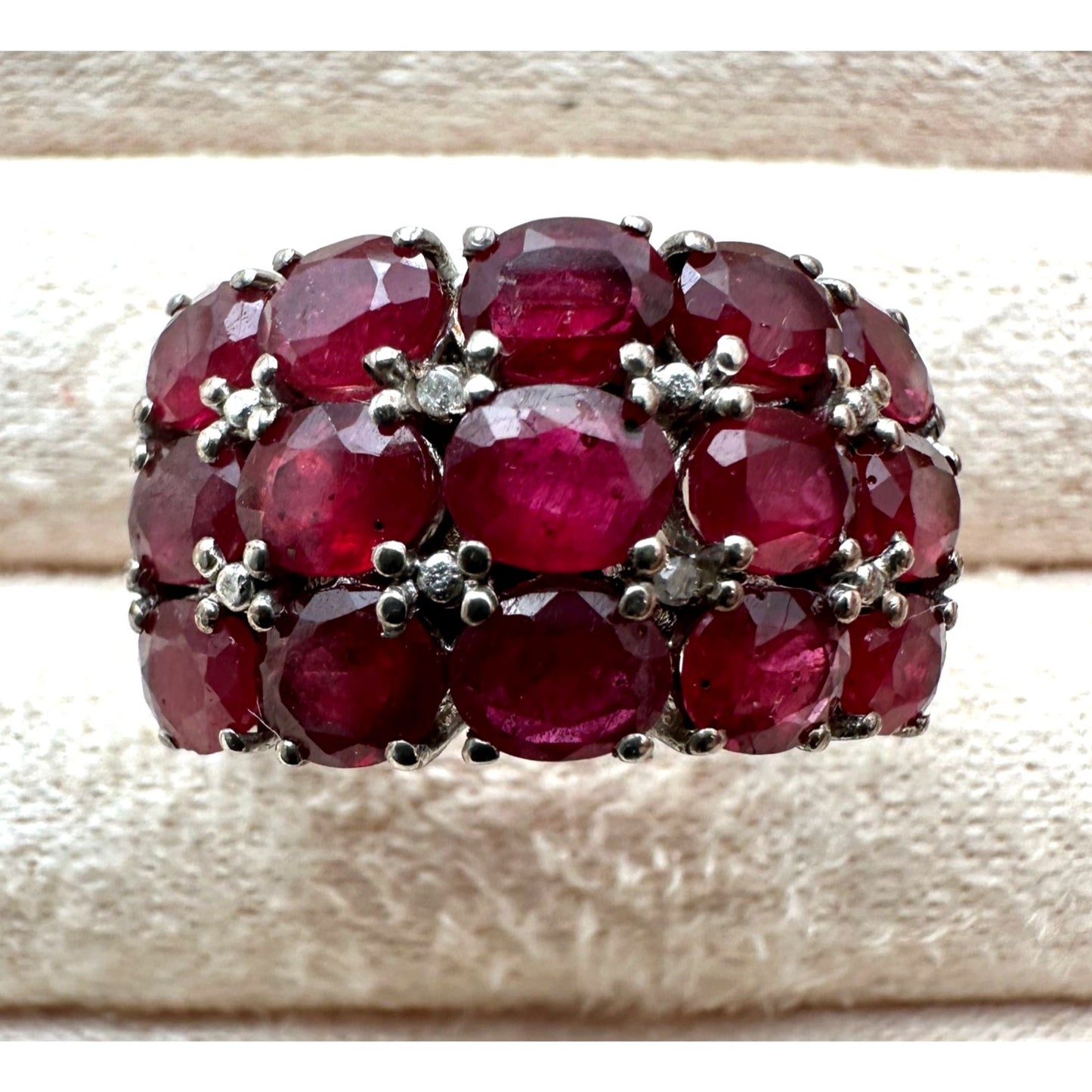 Chuck Clemency Ruby Cluster Ring Sterling Silver Gold Accents Size 8