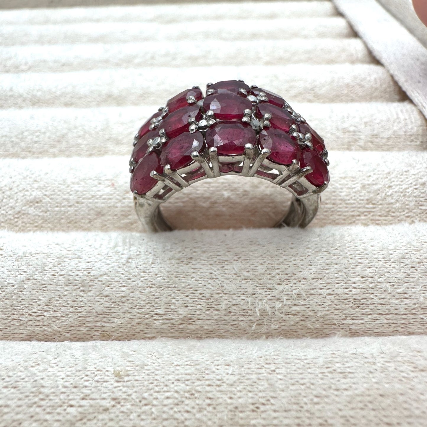 Chuck Clemency Ruby Cluster Ring Sterling Silver Gold Accents Size 8