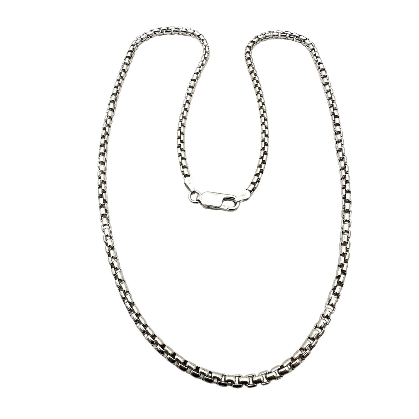 Italy Sterling Silver Korean Link 4mm Chain Necklace 18 Inch