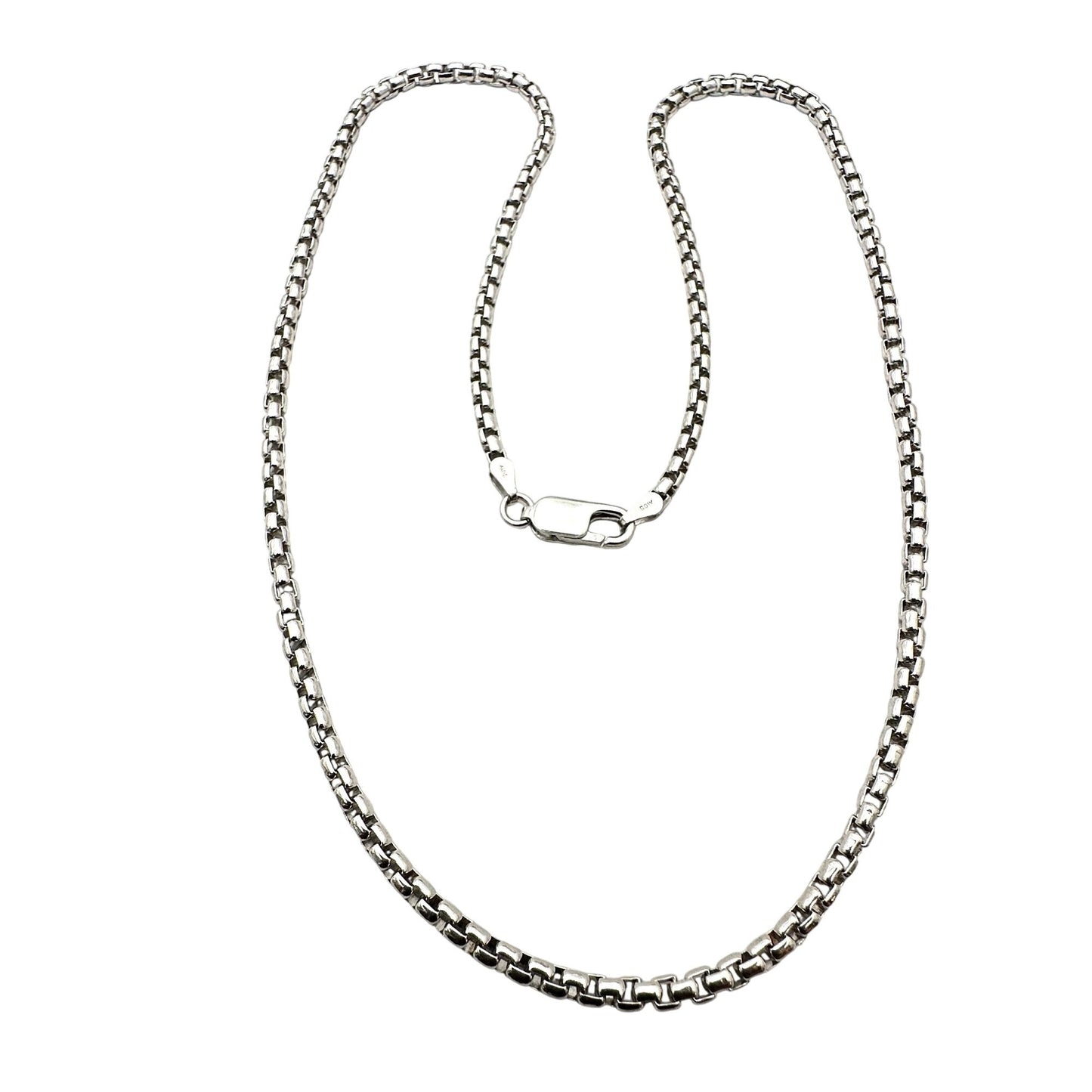 Italy Sterling Silver Korean Link 4mm Chain Necklace 18 Inch