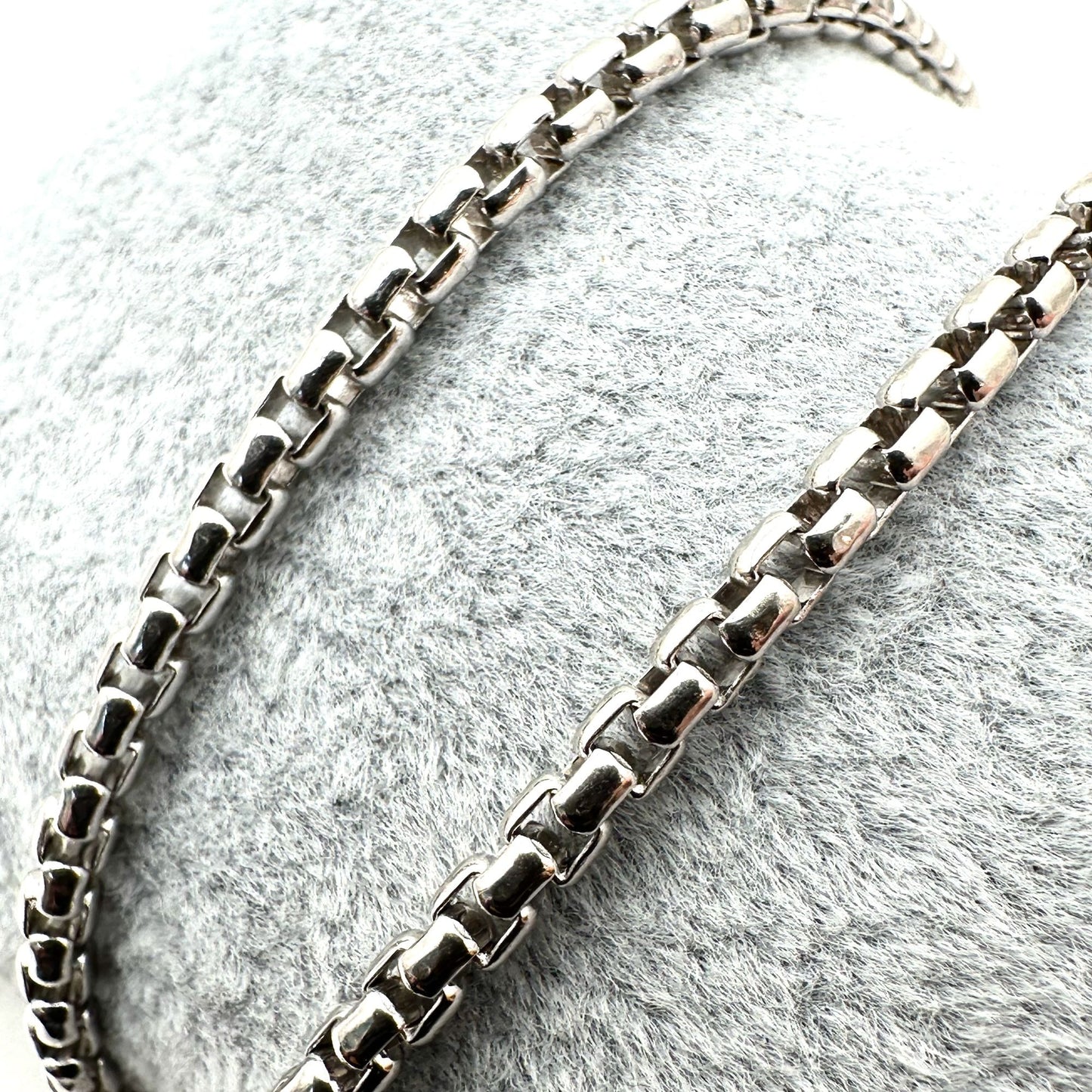 Italy Sterling Silver Korean Link 4mm Chain Necklace 18 Inch