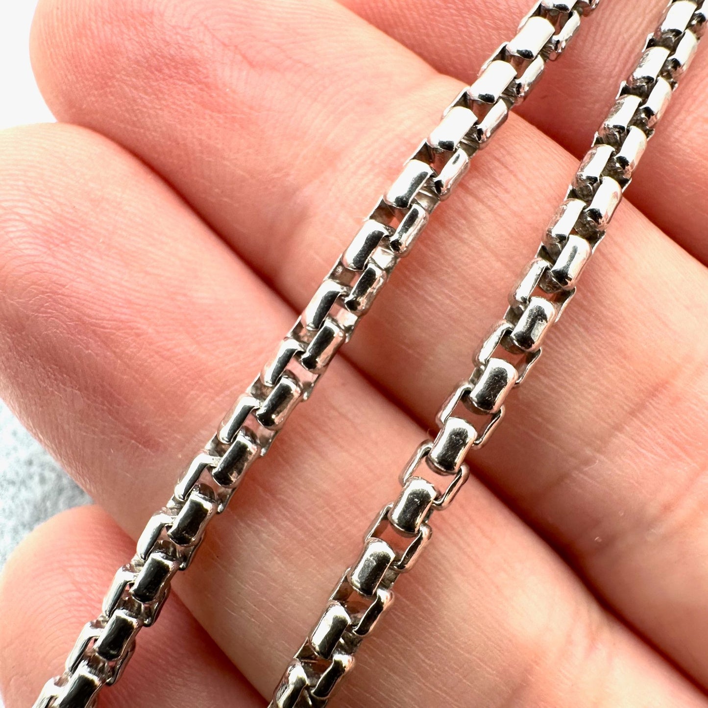 Italy Sterling Silver Korean Link 4mm Chain Necklace 18 Inch