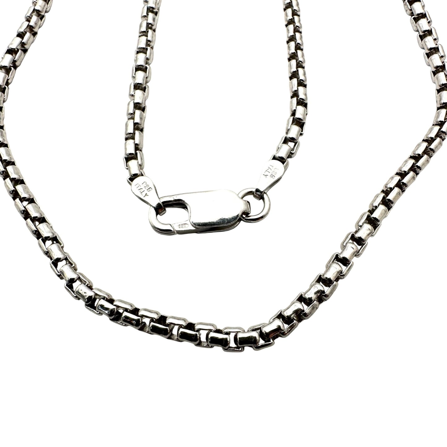 Italy Sterling Silver Korean Link 4mm Chain Necklace 18 Inch