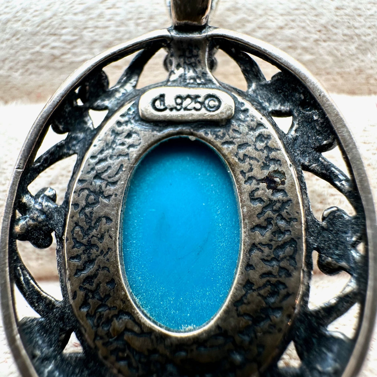 Carolyn Pollack Blue Sleeping Beauty Turquoise Sterling Silver Pendant 1.5"