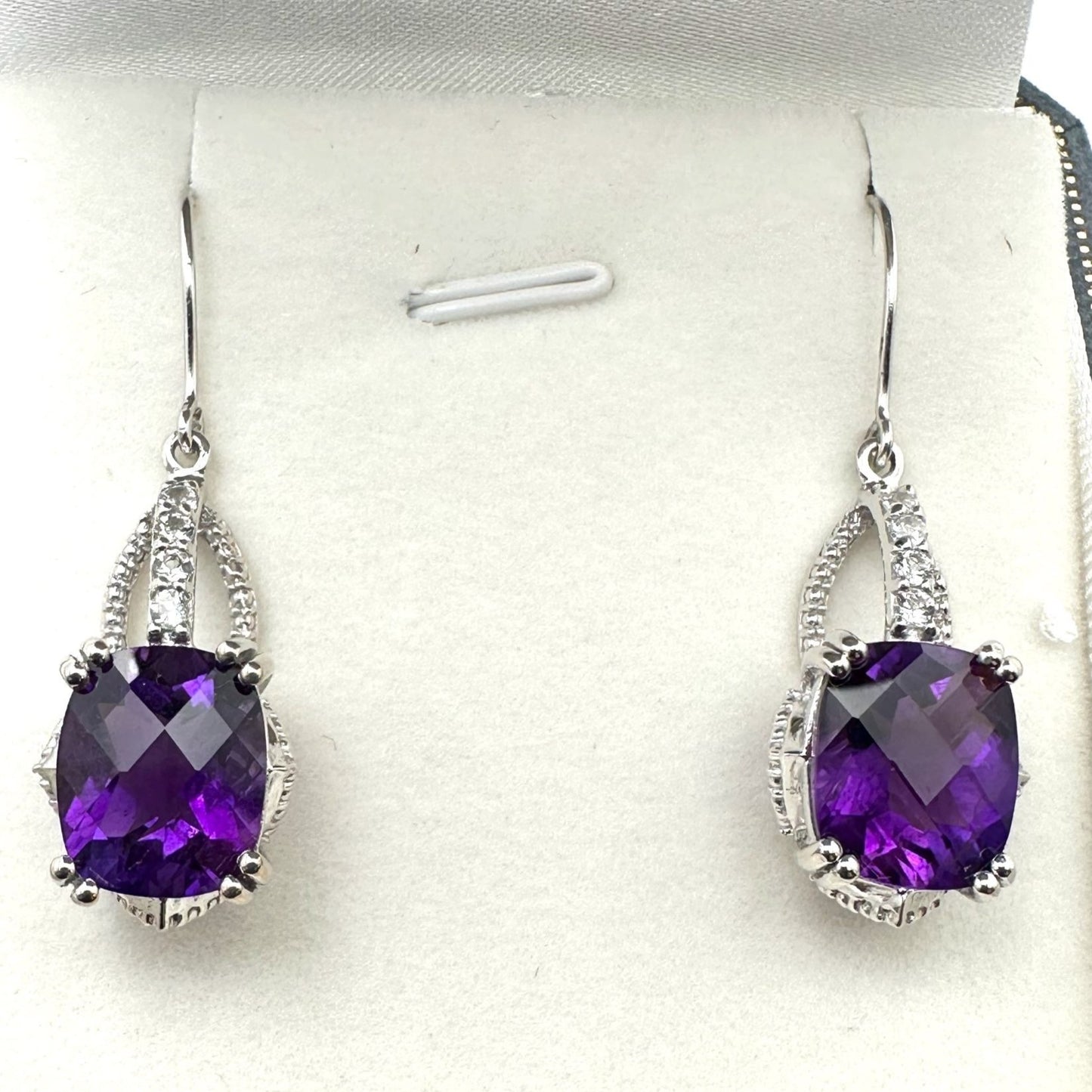 Amethyst White Topaz Sterling Silver Pierced Earrings