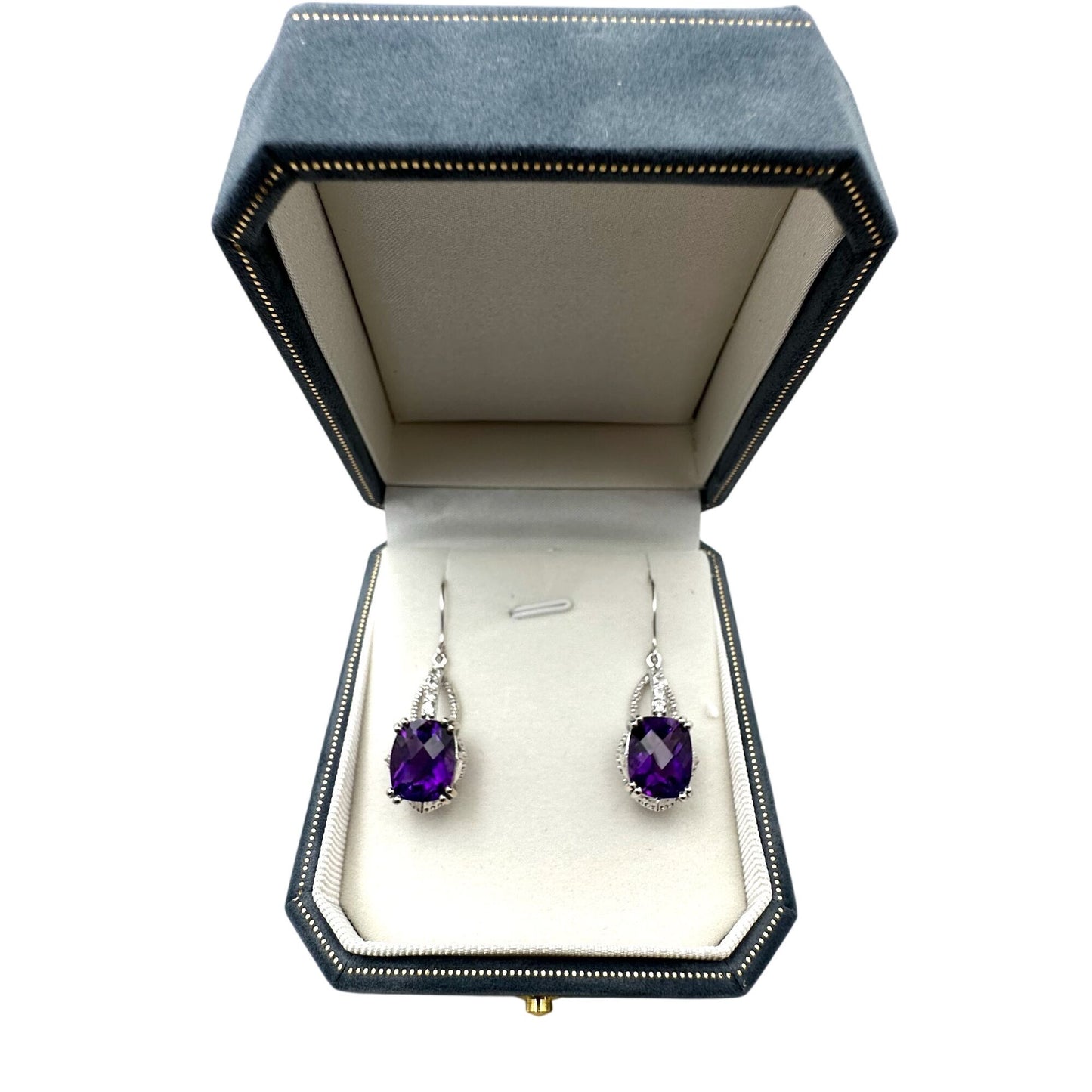 Amethyst White Topaz Sterling Silver Pierced Earrings