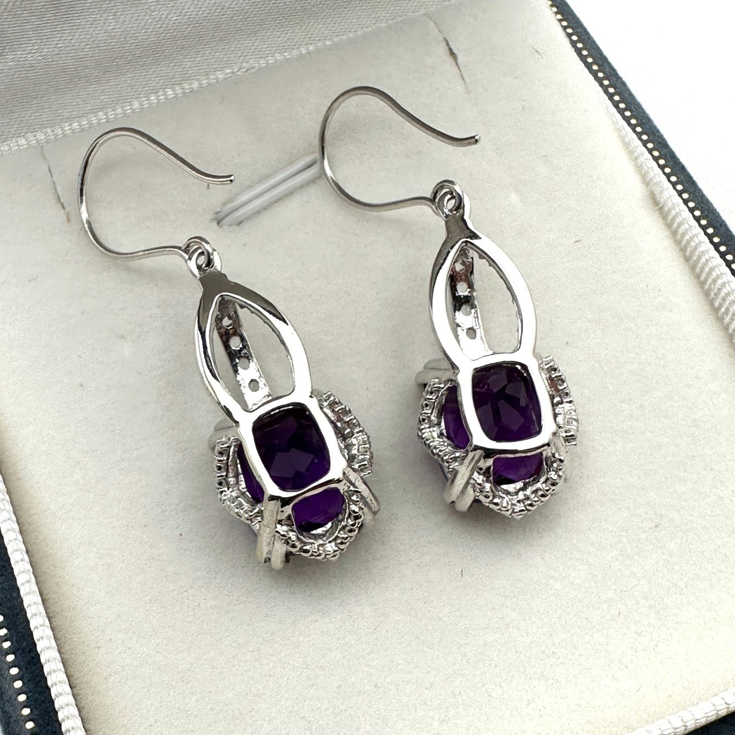 Amethyst White Topaz Sterling Silver Pierced Earrings