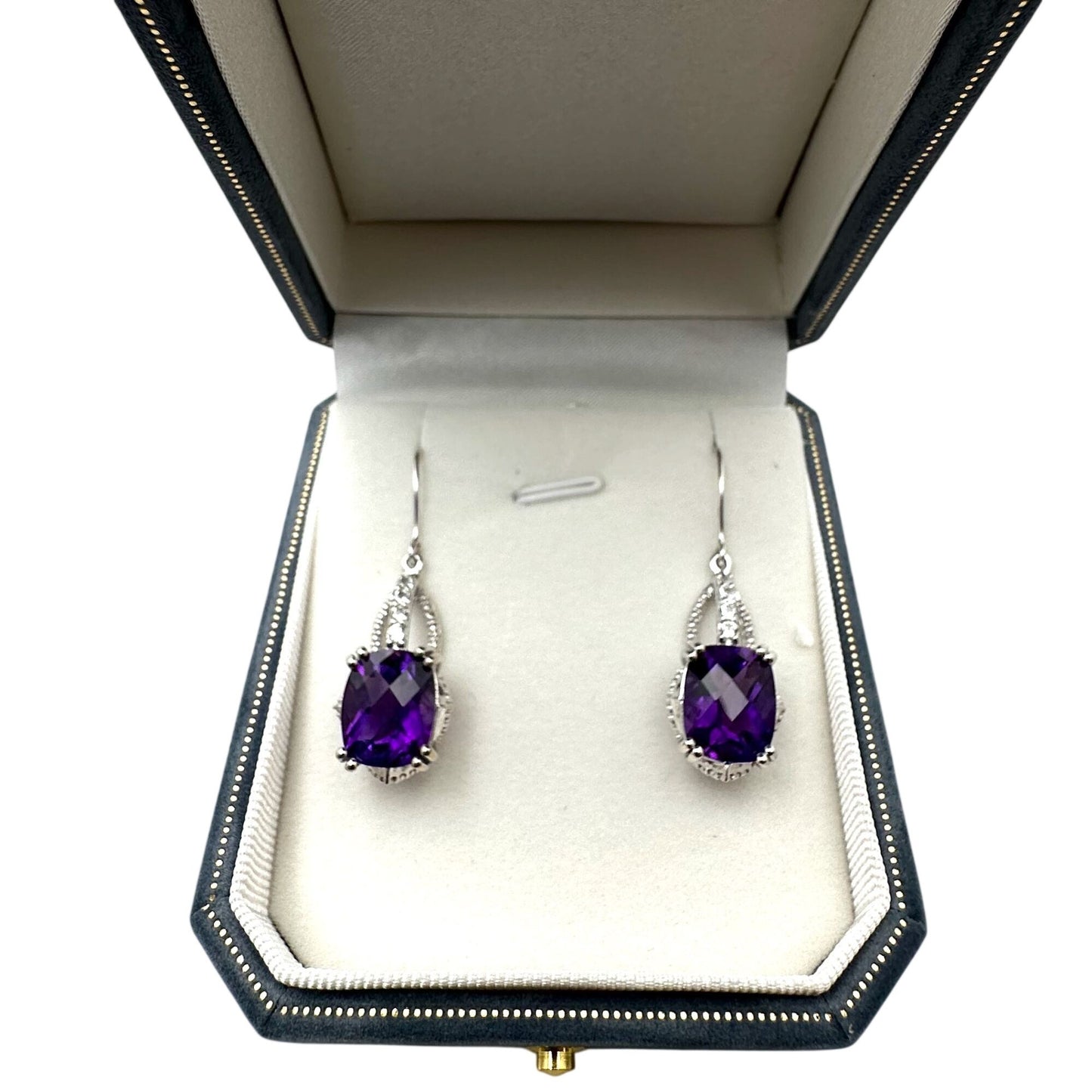 Amethyst White Topaz Sterling Silver Pierced Earrings