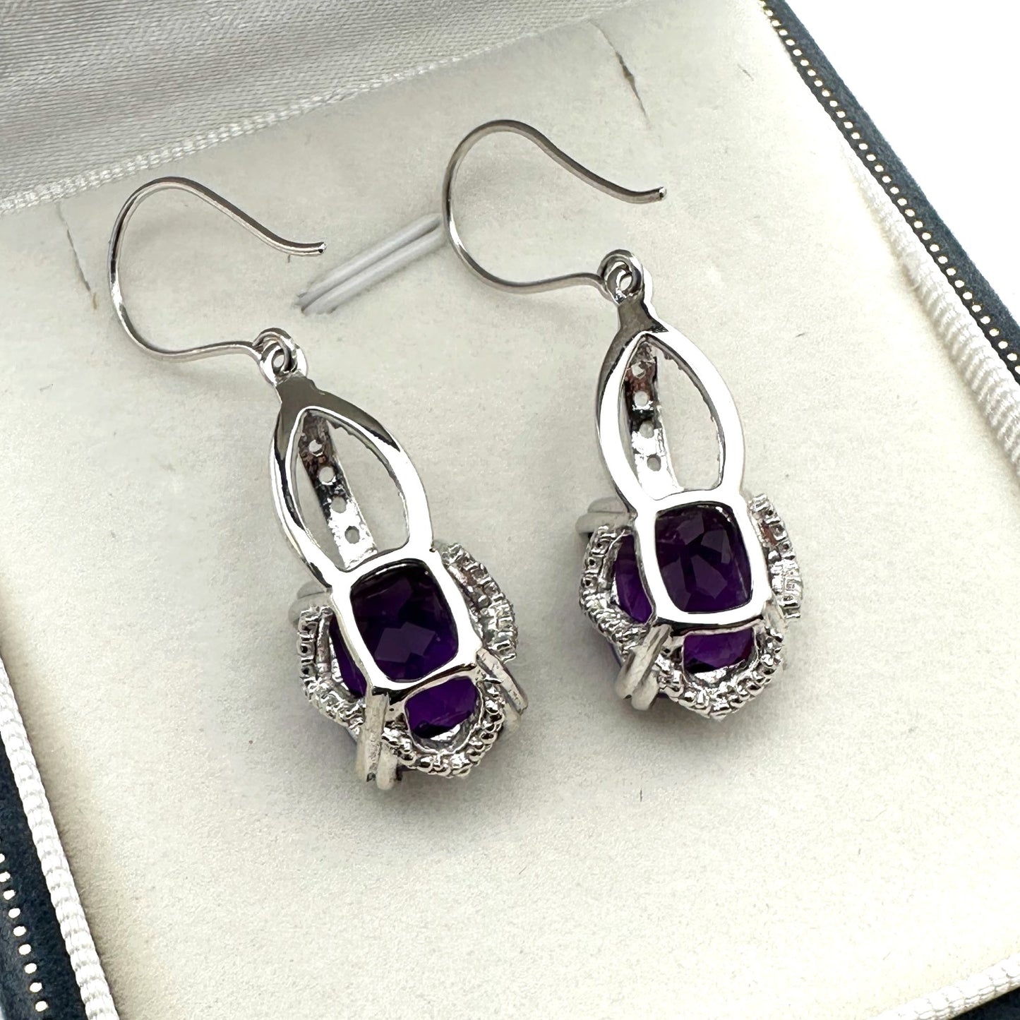 Amethyst White Topaz Sterling Silver Pierced Earrings
