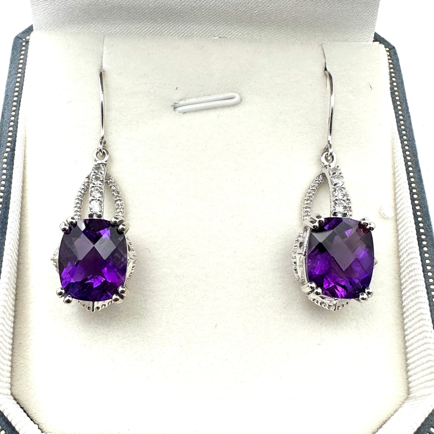 Amethyst White Topaz Sterling Silver Pierced Earrings
