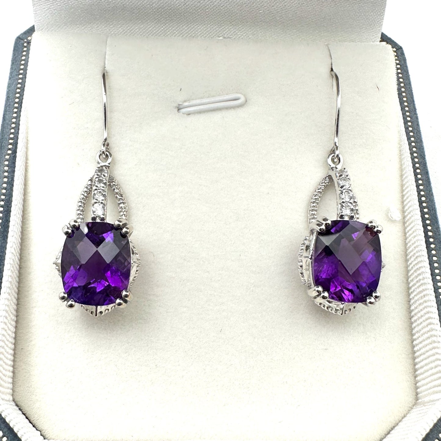 Amethyst White Topaz Sterling Silver Pierced Earrings