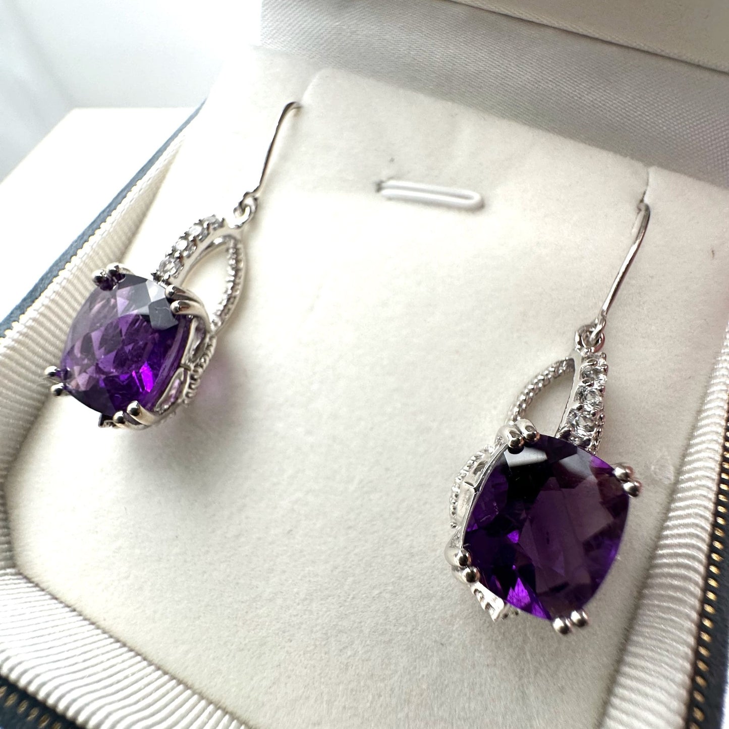 Amethyst White Topaz Sterling Silver Pierced Earrings