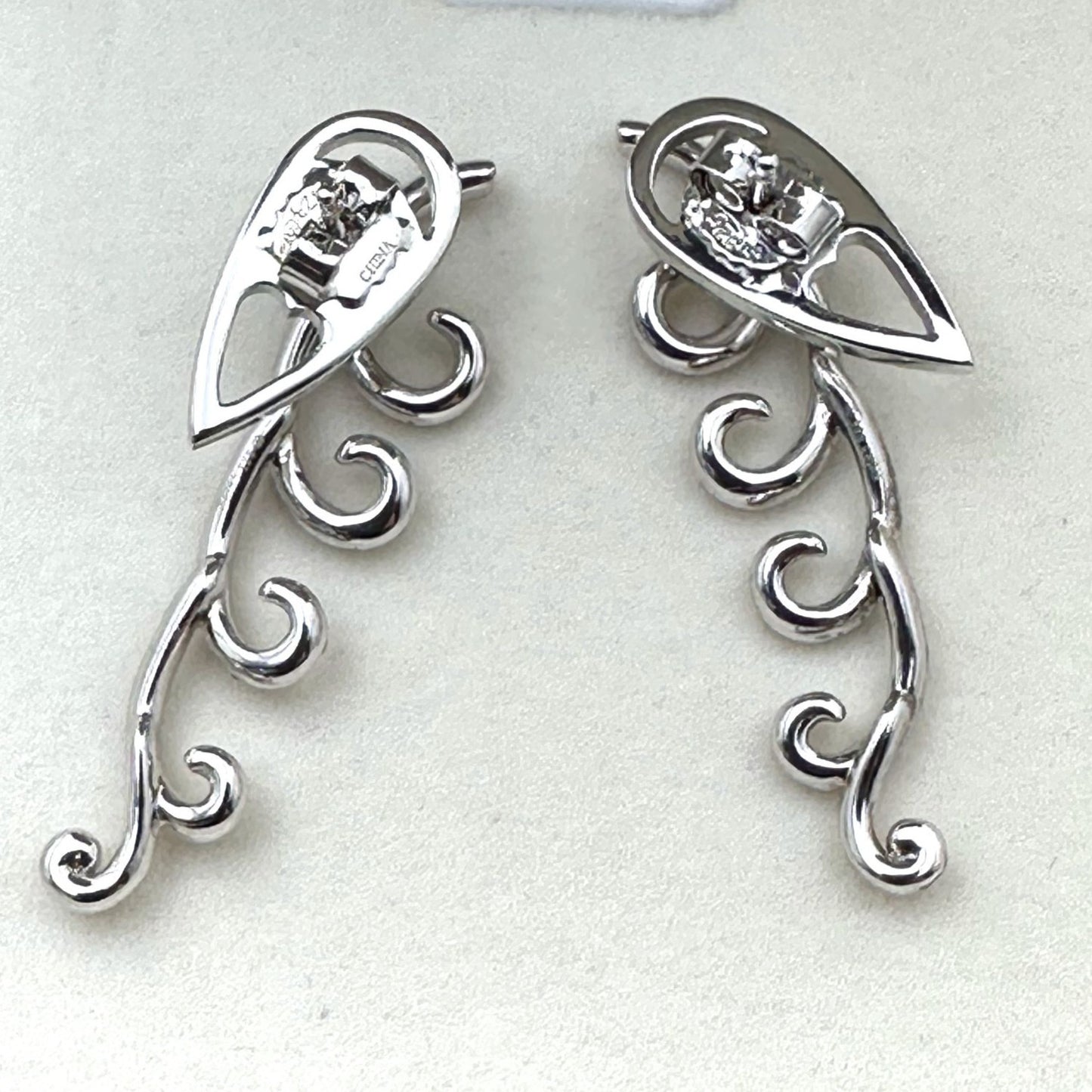 Yellow Diamond Sterling Silver Pierced Earrings 1.5 Inch